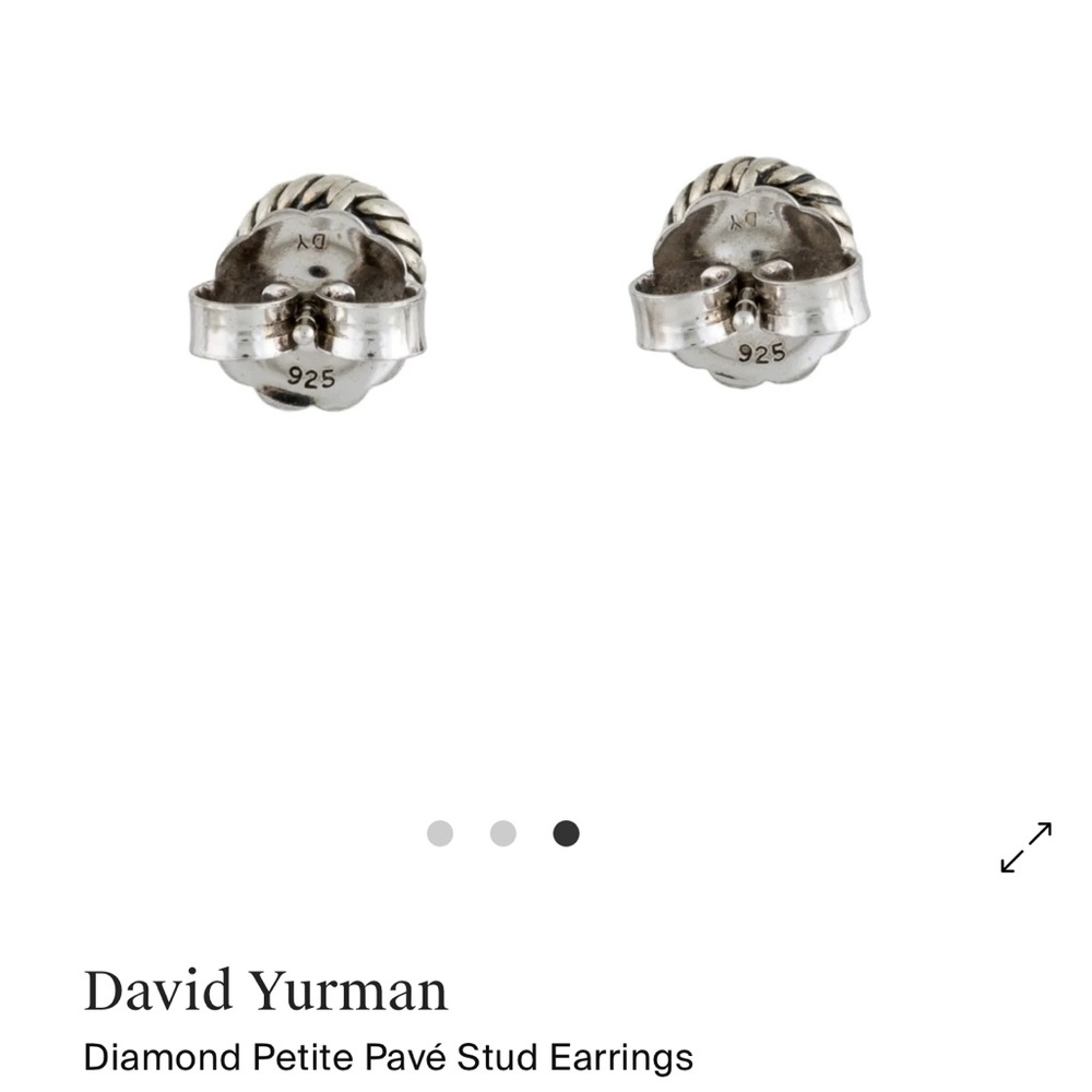 ✅ AUTH David Yurman BLACK DIAMOND Sterling Silver & white gold earrings w/bag - Picture 6 of 7